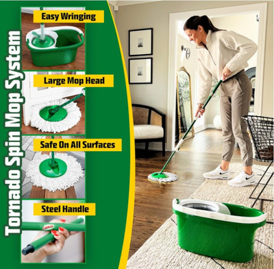 Trapeador giratorio con cubo escurridor 3 mopas microfibra para suelos hogar
