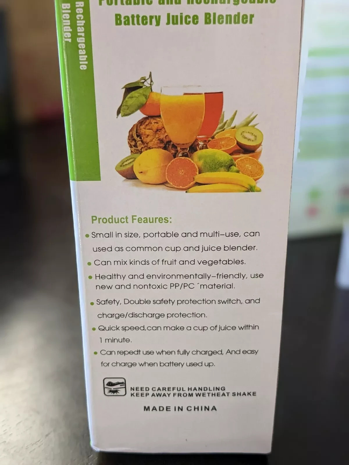 Portable and Rechargeable Battery Juice Blender - Green -380ml