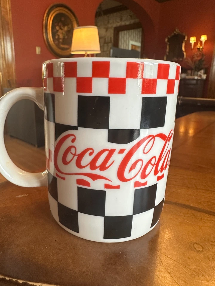 1996 Coca Cola Coke Checkered Coffee Mug By Gibson Cups Vintage - Image 4 of 4