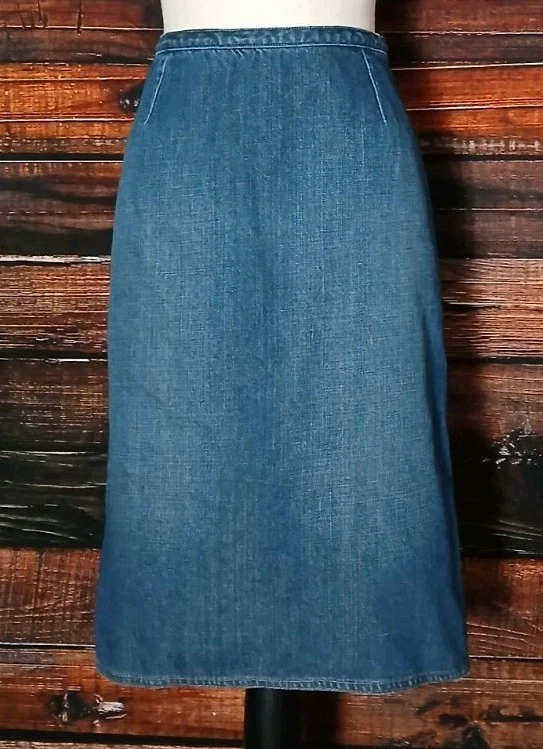 Liz Claiborne 10 Vintage Denim Jean Skirt Pleated Mermaid Flare Cotton - Image 3 of 4