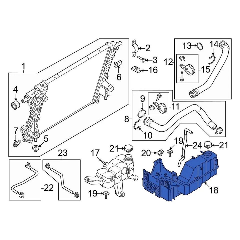 For Ford F-350 Super Duty 2020-2024 Ford LC3Z9600H Engine Coolant Reservoir Foto 3 de 4