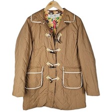 VTG Misty Harbour barn coat size 14 tan quilted button up toggle floral lining 