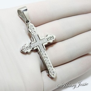 Authentic MEN SMALL/BIG SIZE Silver/Gold Plated Greek Key Cross Pendant*K