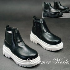 1/4MSD Uncle BJD Black PU Leather Shoes Doll Sneakers Short Boots British Style