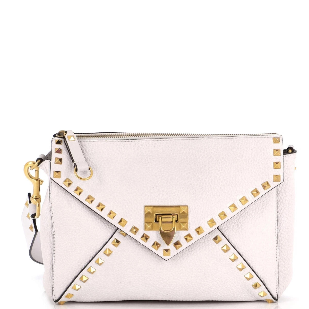 Valentino Garavani Rockstud Hype Shoulder Bag Leather Medium White