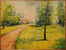 CAMPAGNA PAESAGGIO ALBERI  FOGLIA CARLO DIPINTO ORIGINALE OLIO TAVOLETTA 40X30