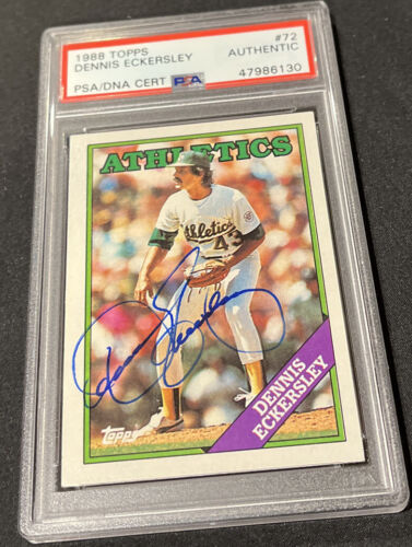 Dennis Eckersley Oakland A's Auto Signed 1988 Topps Card #72 ~ PSA/DNA Slab - Picture 2 of 6