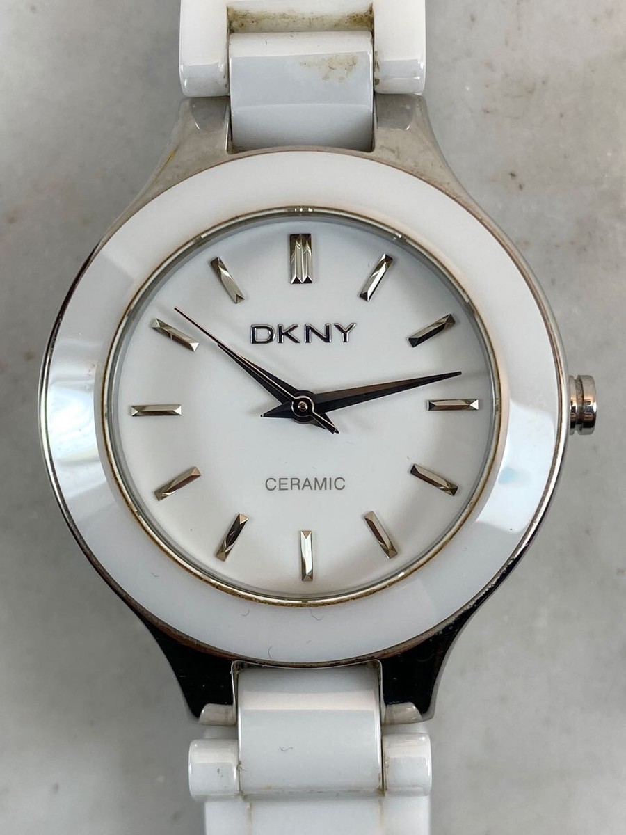 DKNY Stainless Steel & Ceramic Bracelet Women's Watch. 5 ATM. NY
