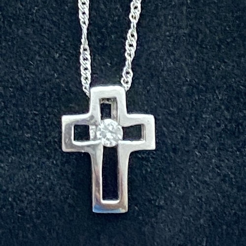 Platinum Cross Diamond Pendant & Necklace for Children - Picture 6 of 6