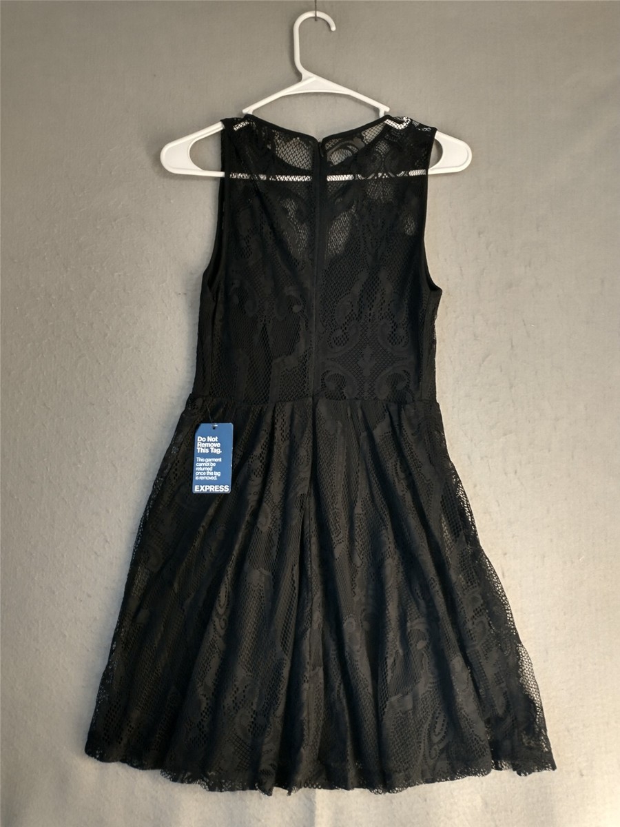 Express Womens Mini Dress XS Black Floral Sleeveless Lace Lined Solid  Cocktail | eBay