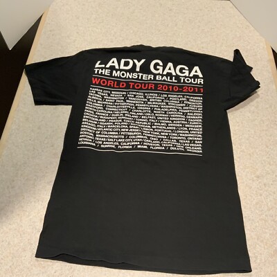 Lady Gaga 2010 Monster Ball Official Tour Small 2 Sided T