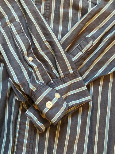 Wrangler Herren XL Button Down Langarm Gestreiftes Hemd Extra Large Hemd - Bild 8 von 9