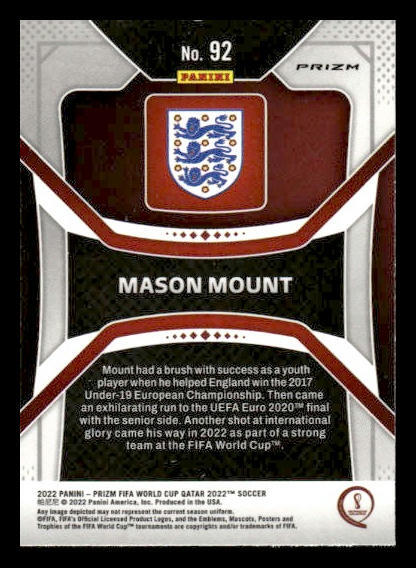 2022 Panini Prizm World Cup #92 Mason Mount Green Wave