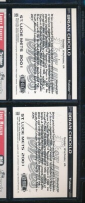 Lot (2) 2001 Grandstand Brian Chicklo Trainer St. Lucie Mets (CL6