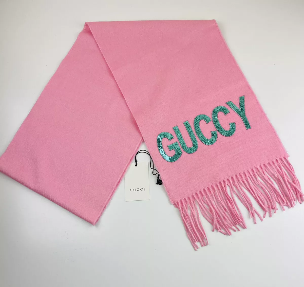 New Gucci Scraf Pink Women's Cashmere Silk 100% Authentic