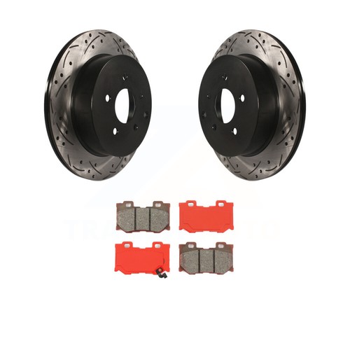 Rear Drill Slot Disc Brake Rotors SemiMetallic Pad Kit For INFINITI