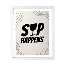 Designs ByLITA Sip Happens, Wall Print Art Retro Bar Decoration