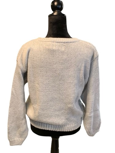 Colleen’s Collectibles Womens Medium Blue Floral Hand Knit Sweater Granny Core - Picture 6 of 12