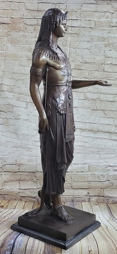 3 Feet Original Signed Egyptian Princess Statue Figurine Bronze Sculpture Statue - Picture 3 of 10