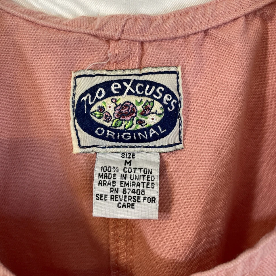 No Excuses Overalls Skirt Womens Medium Denim Jean pink vtg Carpenter - Image 4 of 4