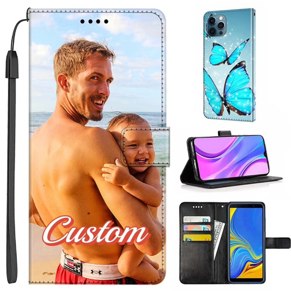 Personalized Flip Leather Wallet Phone Case Cover Custom Printed Photo Picture - Image 2 of 4