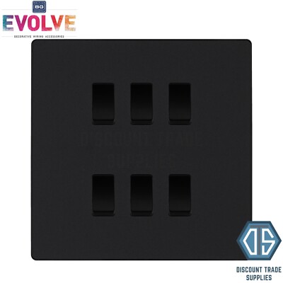 BG Evolve mattschwarz 6 Gang maßgefertigter Gitter-Lichtschalter