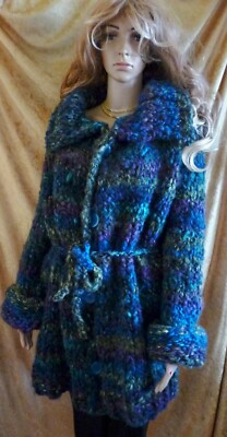 JACKET CARDIGAN HAND KNITTED VIRGIN WOOL 44 UNISEX CARDIGAN HAND KNITTED XXL