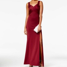 $110 Emerald Sundae Women's Juniors Red Crisscross Scuba A-Line Gown Dress Sz M