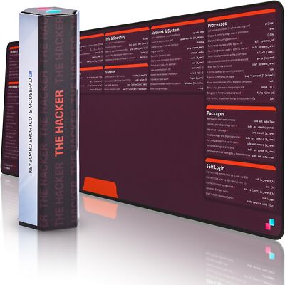 Linux Commands Mouse Pad - Extra Large Linux Cheat Sheet Desk Mat for Keyboar...