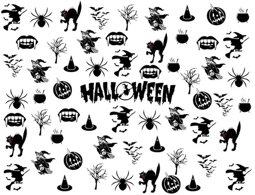50 Happy Halloween Nail Art Water Decals Transfer stickers