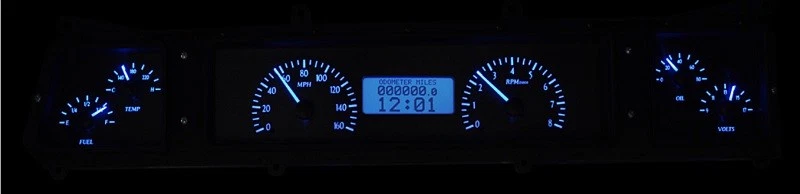 Dakota Digital 1966 Chevy Impala sistema de calibre analógico azul plateado VHX-66C-IMP-S-B Foto 3 de 4