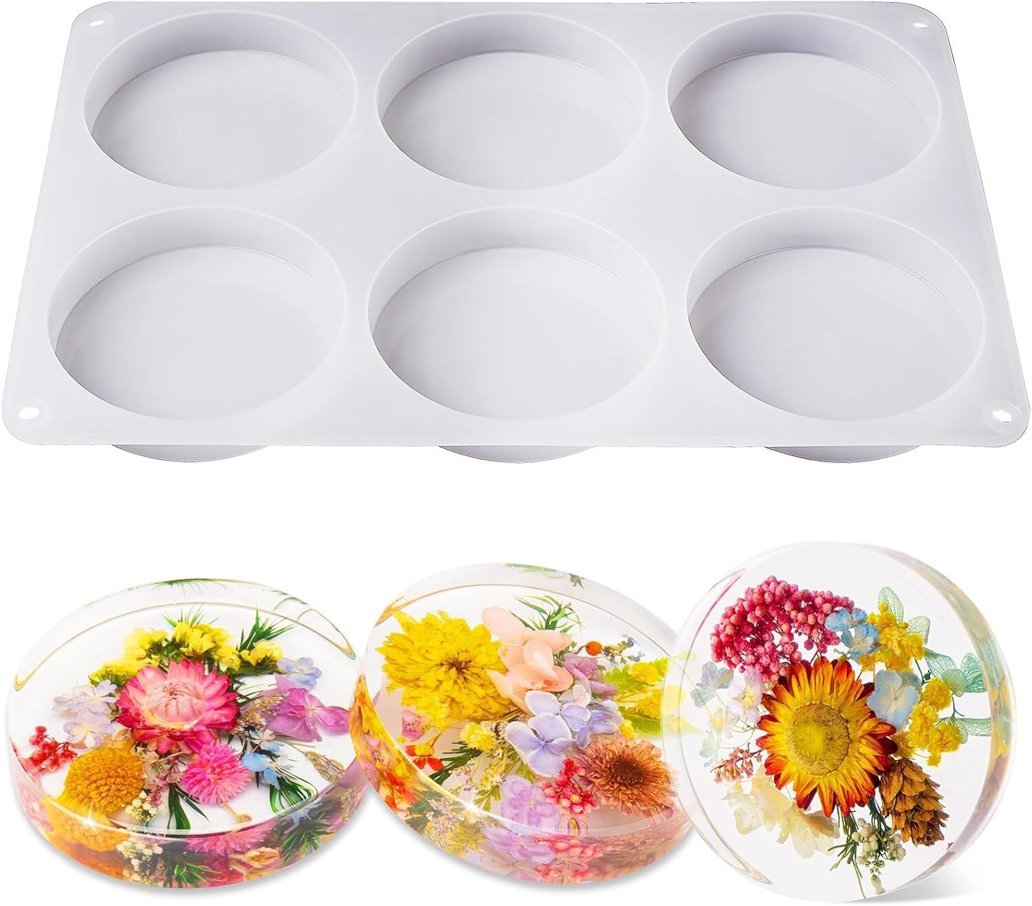 LET'S RESIN Extra Deep Coaster Resin Molds Silicone, Large 6 Cavity Silicone Mol