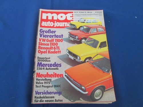 Auto Journal motor   1974   Mercedes Benz 230/4 + Vierertest