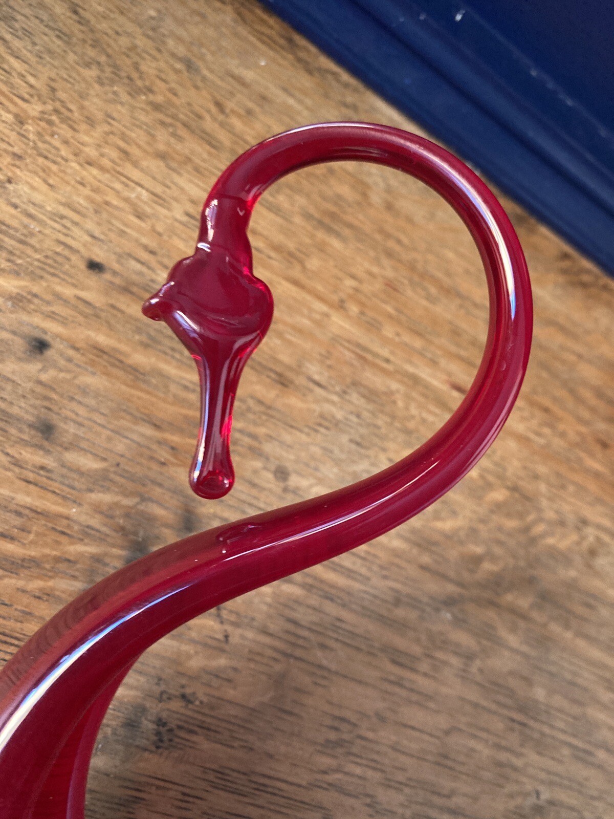 Whitefriars footed Swan Ruby Red Medium Size Vintage 1970's Art Glass