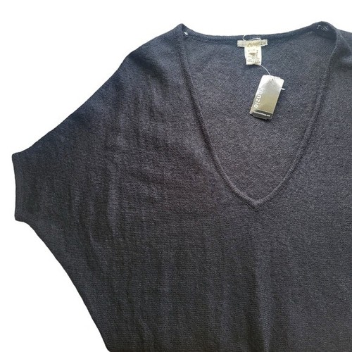 Maglione Kenzie nuovo con etichette nero mohair lana pipistrello scollo a V profondo Academia donna L - Foto 10 di 10