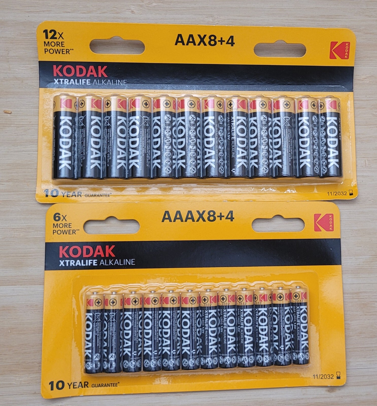 Brand New 12 AA And 12 AAA Kodak Batteries Xtralife Alkaline