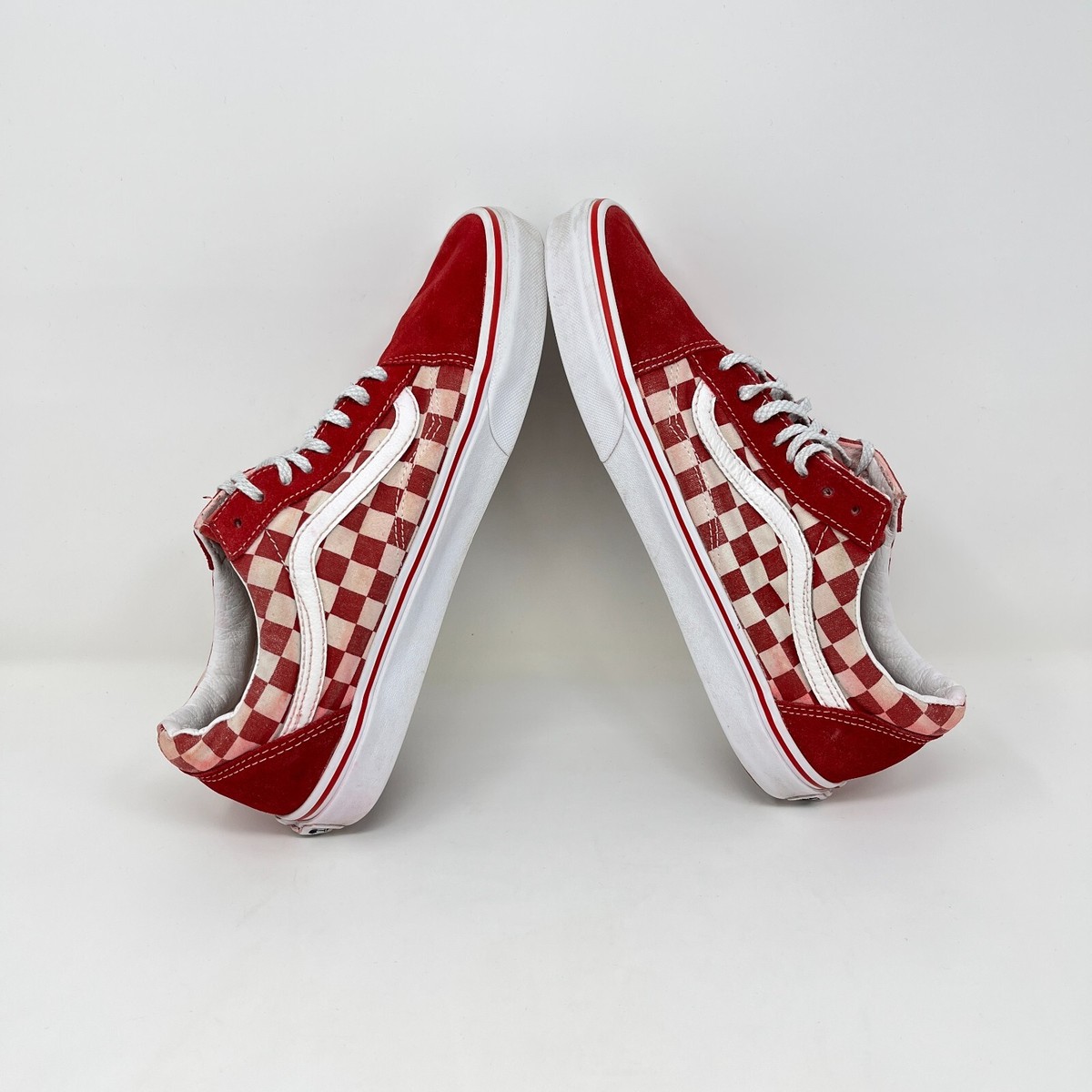 Vans Old Skool Red White Checkered Skateboarding Sneakers  display picture 2
