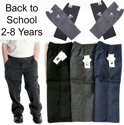 Schuluniform Jungen Kinder Kinder Pull Up Halb Gummizug Hose Pants 