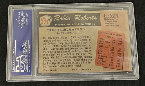 1955 BOWMAN ROBIN ROBERTS SIGNED #171 PSA AUTHENTIC AUTOGRAPH ! - Picture 2 of 2