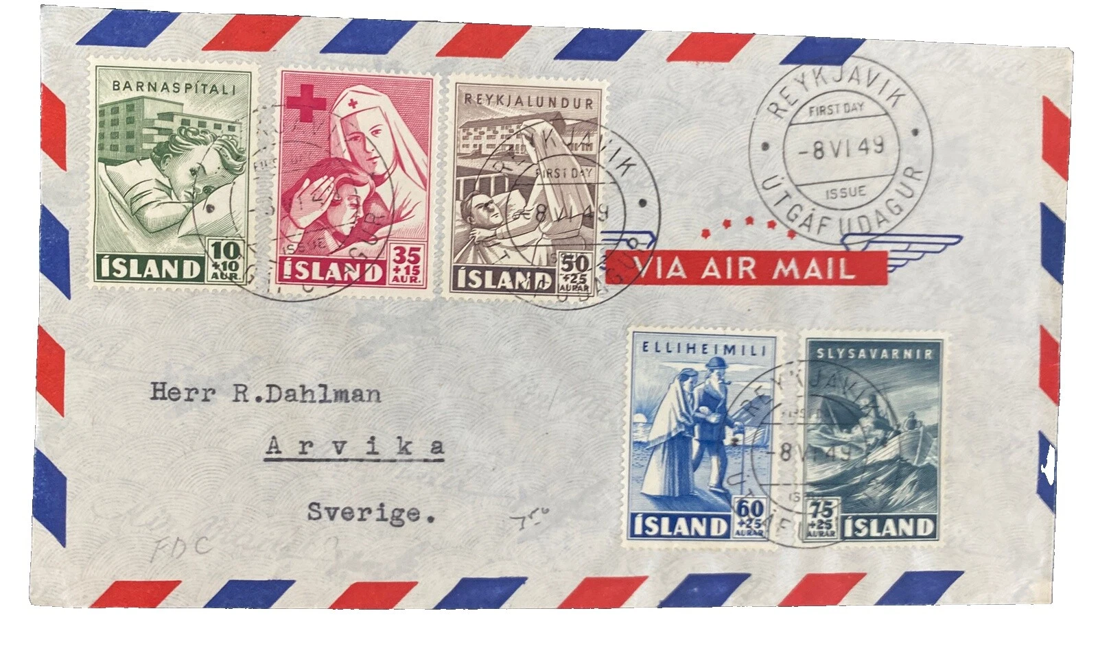 Cubierta de la Cruz Roja Sellos de Islandia