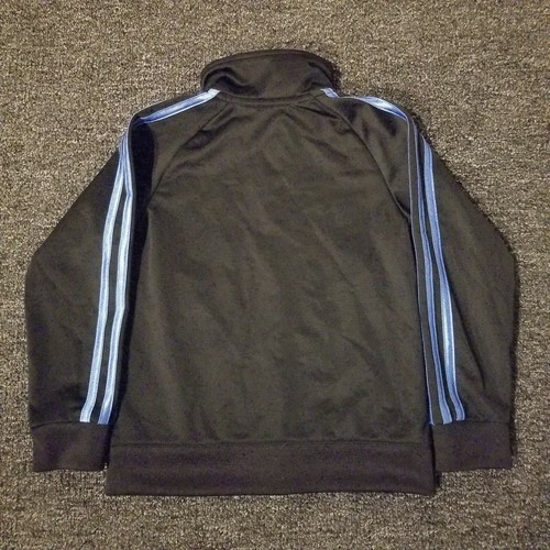 Adidas Jacket Boys 4 Black Track Full Zip Mock Neck 3 Stripes School Casual - Picture 3 of 12
