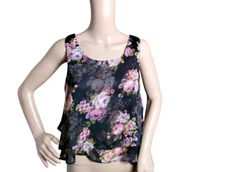 American Rag Cie Blouse Women's Small Multicolor Floral Bloomcore Whimsical