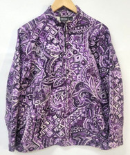 Additions by Chicos Size 2 Women's Zip Blazer Jacket Purple Abstract Art To Wear