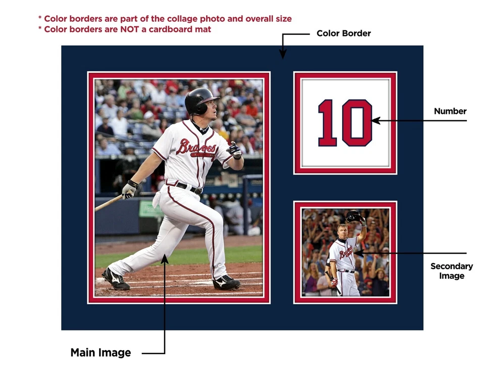 Foto collage enmarcada de CHIPPER JONES ATLANTA BRAVES béisbol 8x10 u 11x14 Foto 2 de 4