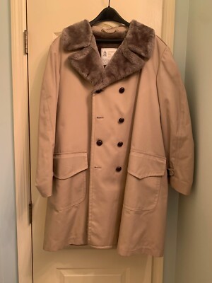 Men's London Fog Mid-Length Faux Fur-lined Belted Trench Coat 42 Regular 