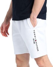 TOMMY HILFIGER Men's Embroidered Tommy Logo Sweatshort, White, L