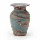 Niloak Pottery Mission ware 4.25" brown blue gray swirl vase arts & crafts