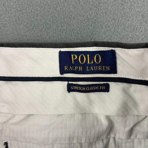 Polo Ralph Lauren Shorts Mens 33 Gray Embroidered Football Flat Front Chino - Picture 4 of 10