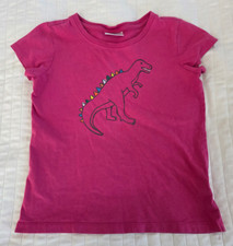 Used Girls Size 8 / 130 Hanna Andersson Pink Screen-Printed Dinosaur Shirt