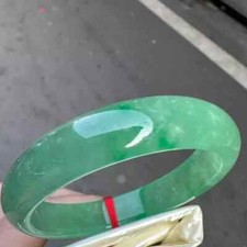 Certified Natural Grade AAA Icy Green Burmese Jade jadeite bracelet bangle 58MM